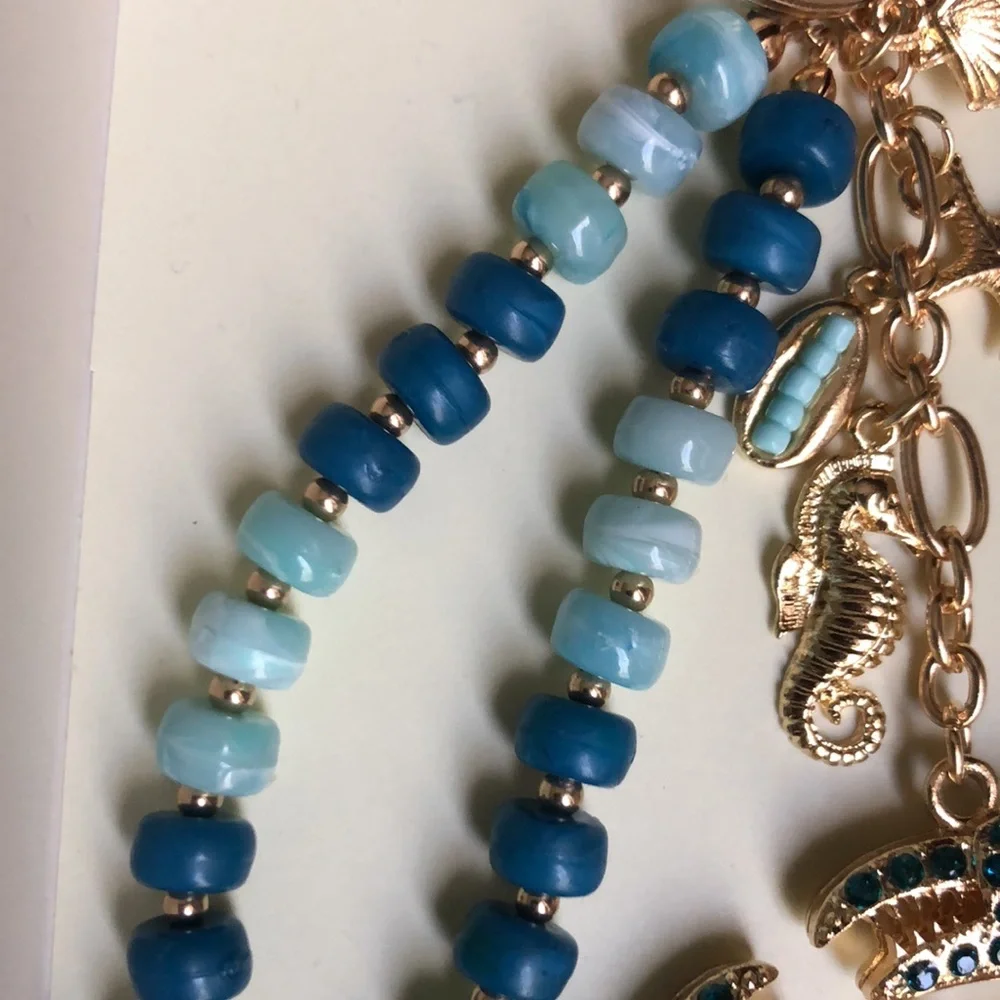 nOir Jewelry Teal & Aqua Crab Beaded Keychain Bag Charm